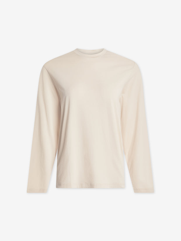 Varley | Leah Long Sleeve Boyfriend Tee | Oatmeal