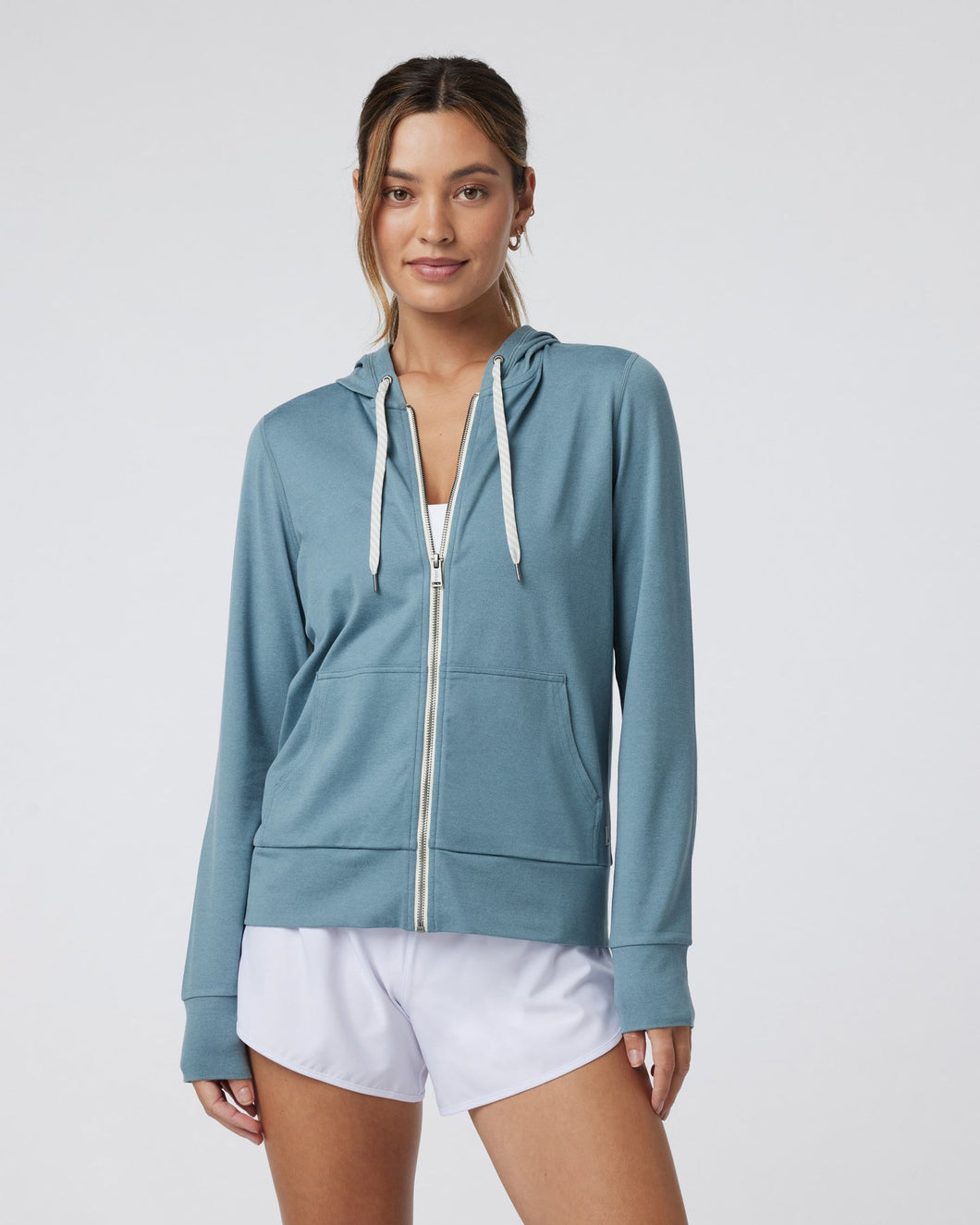 Vuori-Women's Halo Perf Hoodie-Smoke Blue Heather