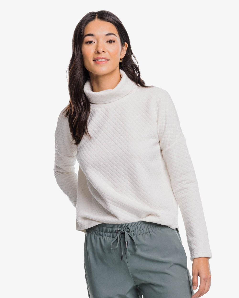 Southern Tide-Women'sMellie MockNeck Sweatshirt-Marshmallow