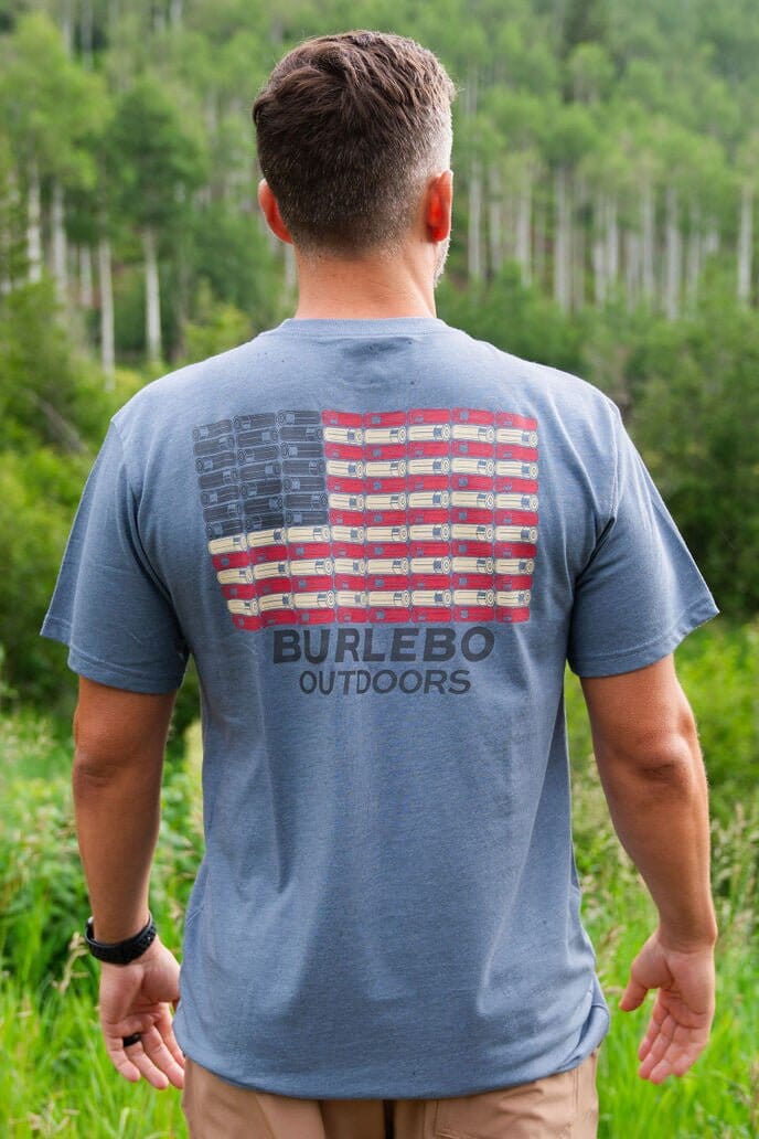 Burlebo | TShirt-Shotgun Shell Flag | Heather Blue